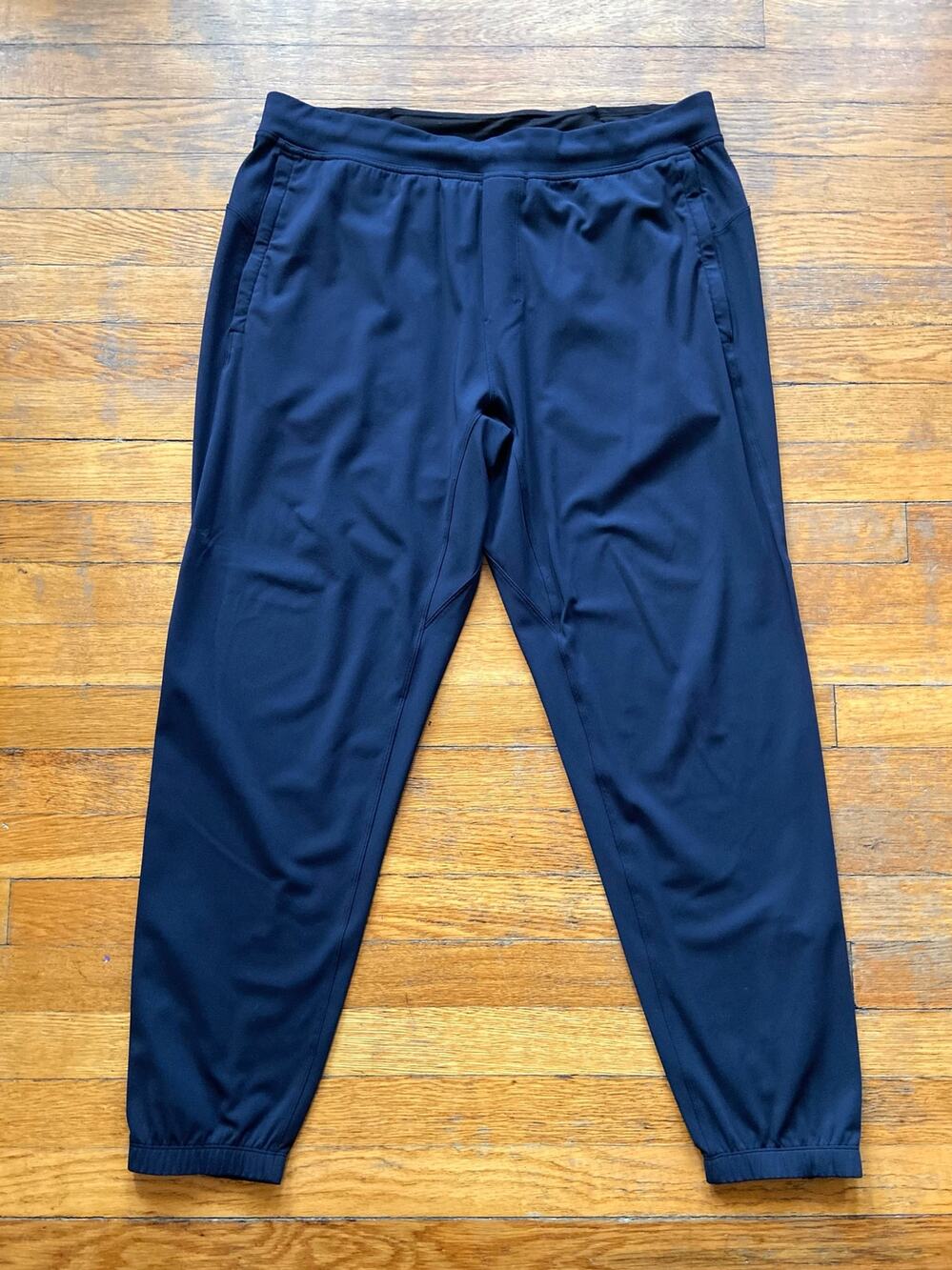 LULULEMON Navy Blue Stretch Nylon Joggers w/Zip Ankle sz XL